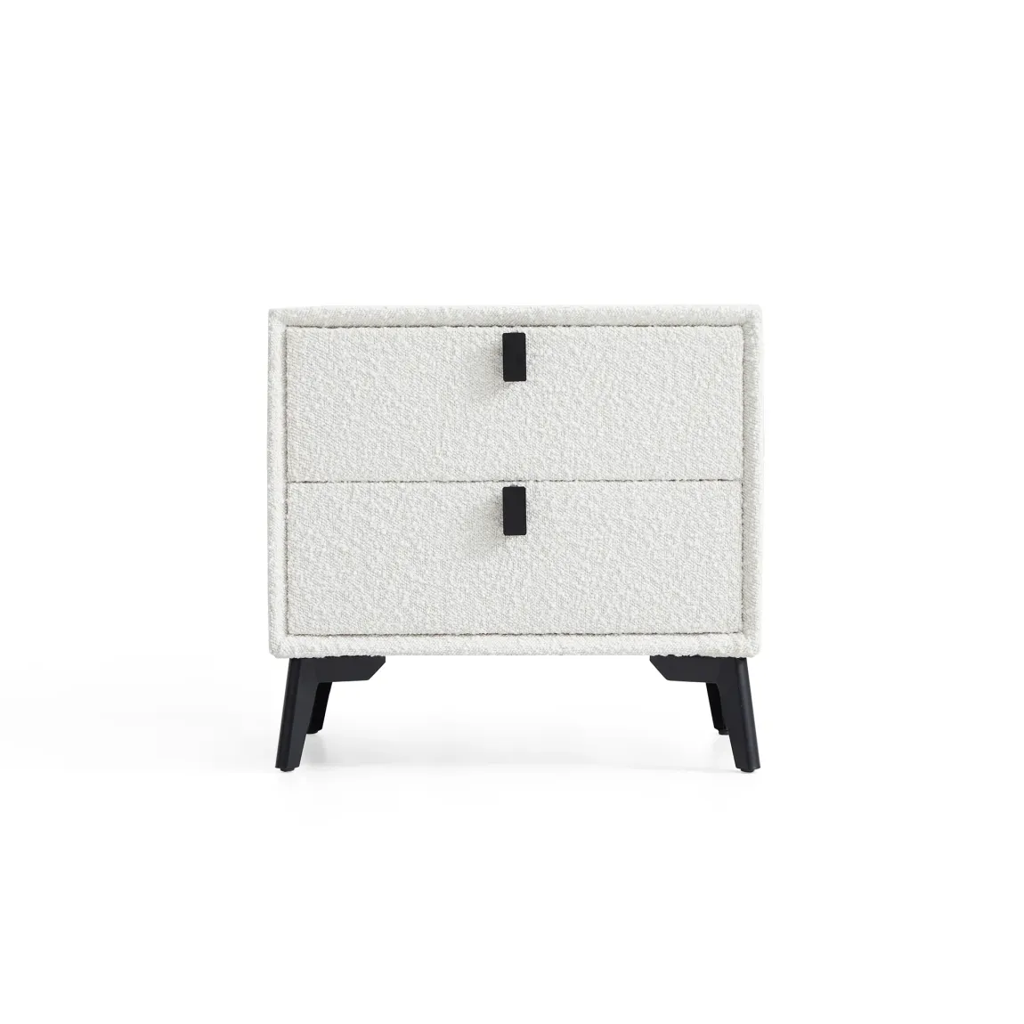 Cushy Boucle Fabric Nightstand – Soft-Touch Bedside Table with Drawer in Textured Bouclé Upholstery