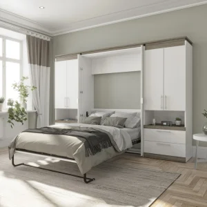 Orion Full Wall Bed with 2 Storage Cabinets and Nightstands