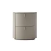Cream Cylinder Nightstand – Modern Round Bedside Table with Storage in Matte Cream Finish