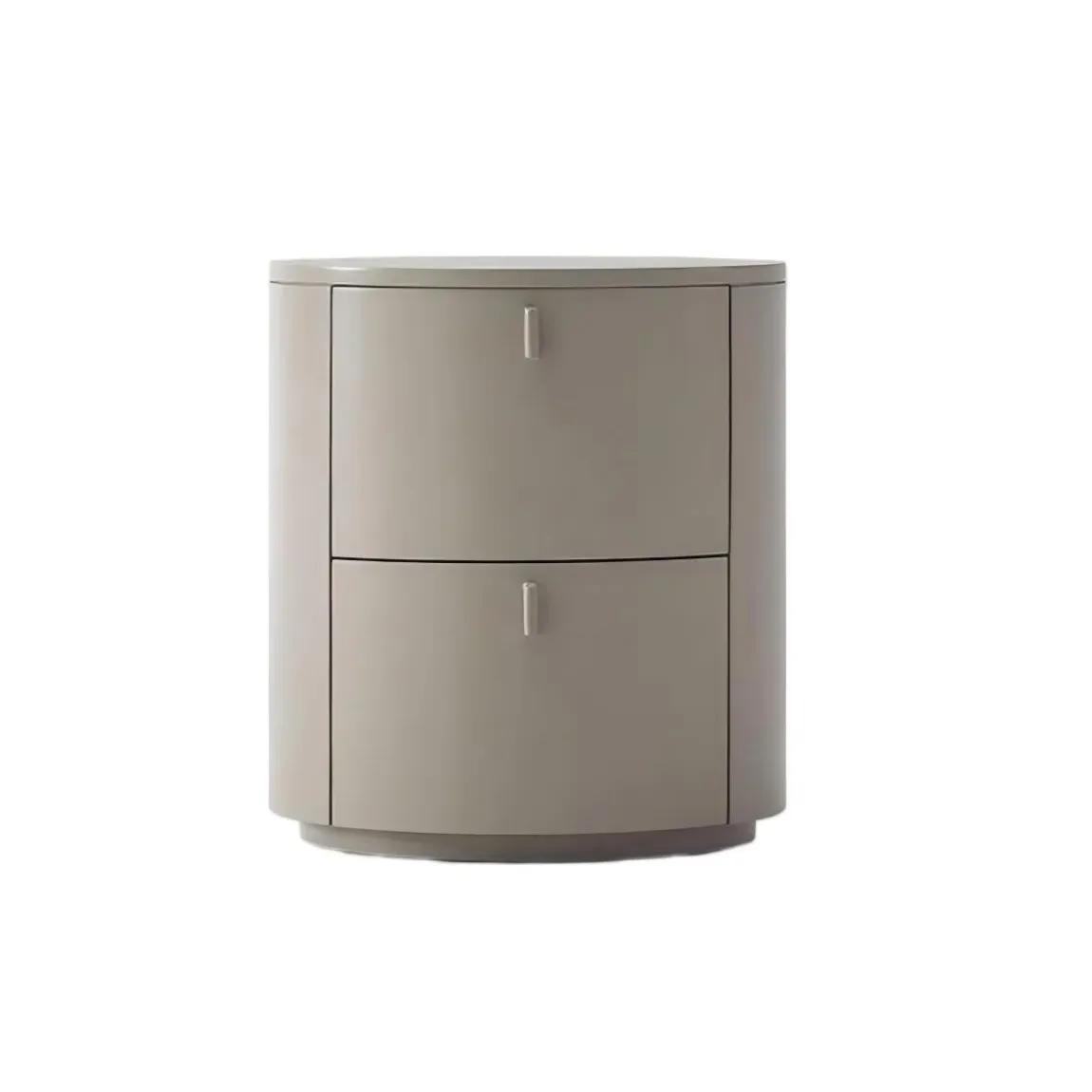 Cream Cylinder Nightstand – Modern Round Bedside Table with Storage in Matte Cream Finish