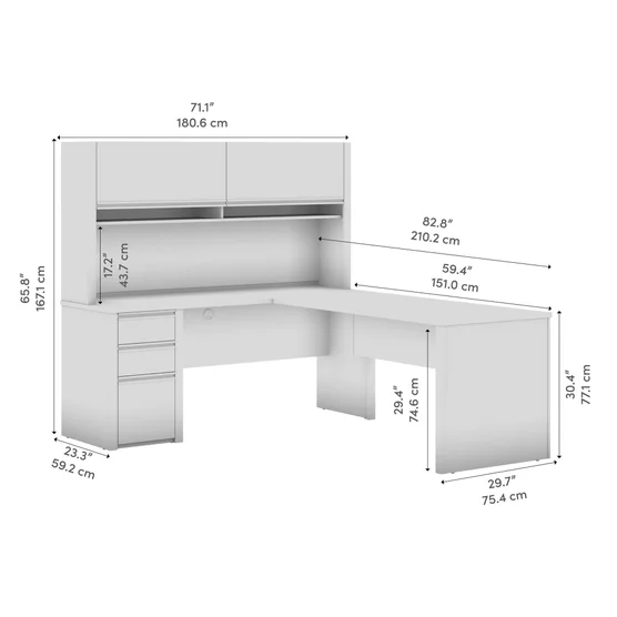 Stoneham L-Shaped Desk with Hutch and Pedestal - Image 2