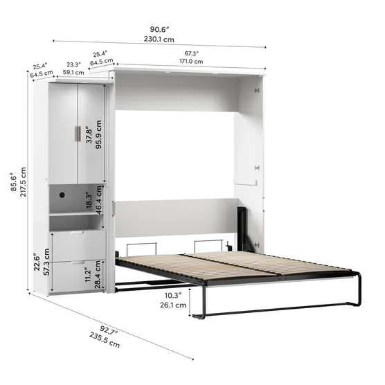 Lumina Queen Murphy Bed with Storage Cabinet - Image 3