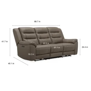 Alternative view of Mason Leather Power Reclining Sofa with Power Headrests