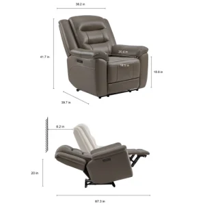 Alternative view of Mason Leather Power Recliner with Power Headrest