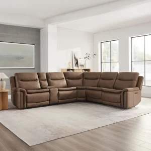 Alternative view of Simms Fabric Power Reclining Sectional with Power Headrests