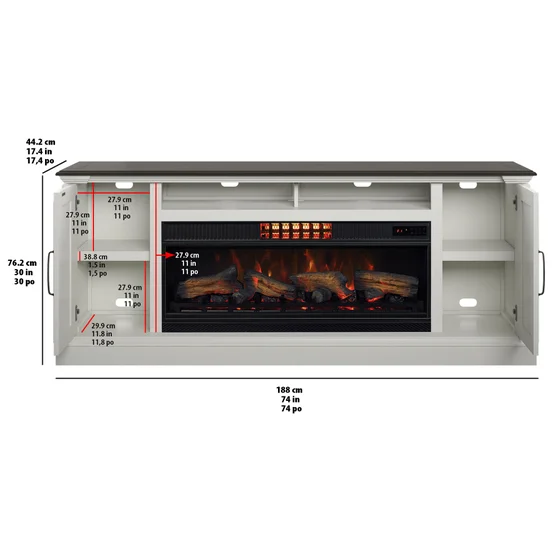 Tresanti Eloise Console with ClassicFlame CoolGlow 2-in-1 Electric Fireplace and Fan - Image 3