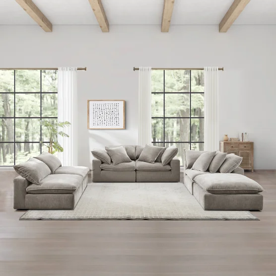 Sereen 6-piece Fabric Modular Sectional, Taupe