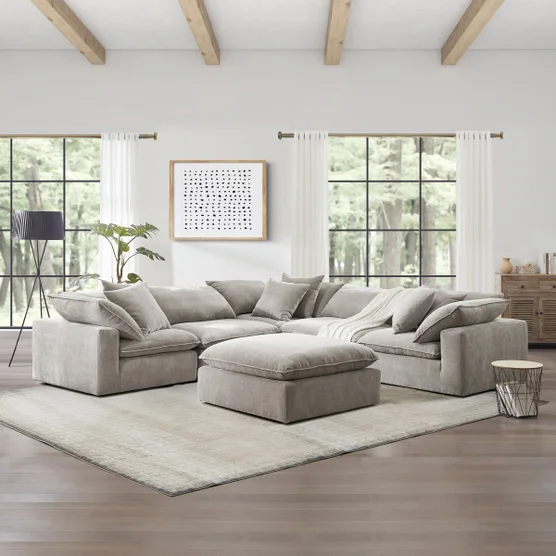 Sereen 6-piece Fabric Modular Sectional, Taupe - Image 3