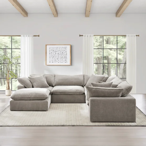 Sereen 6-piece Fabric Modular Sectional, Taupe - Image 5