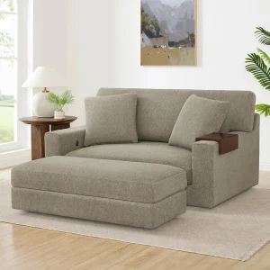 Thomasville Gilroy Fabric Oversized Storage Chair and Storage Ottoman