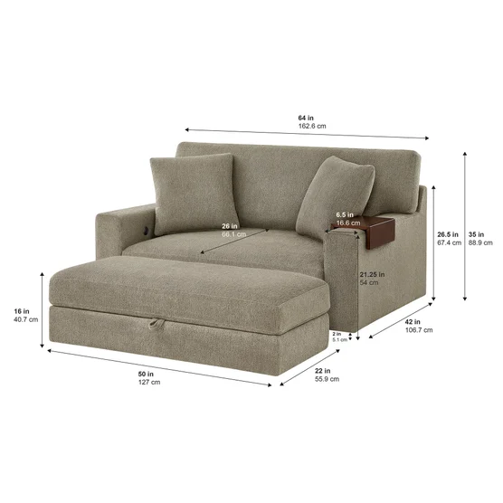 Thomasville Gilroy Fabric Oversized Storage Chair and Storage Ottoman - Image 2