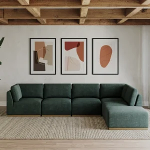 Henredon Murphy Fabric 6-piece Modular Sectional with Ottoman, Green