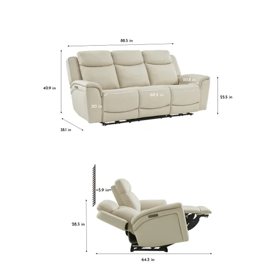 Sanders Leather Power Reclining Sofa with Power Headrests - Image 2
