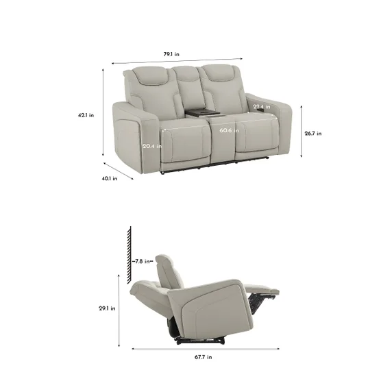 Alton Leather Power Reclining Sofa with Power Headrests and Cooling Unit - Image 2