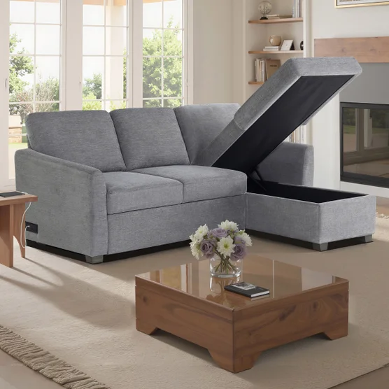 Coddle Cameron Convertible Sofa with Reversible Chaise and Storage, Gray - Image 3