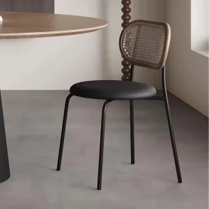 Alternative view of Woven Grace Dining Chair – Handwoven Rattan Seat with Wooden Frame in Natural Finish