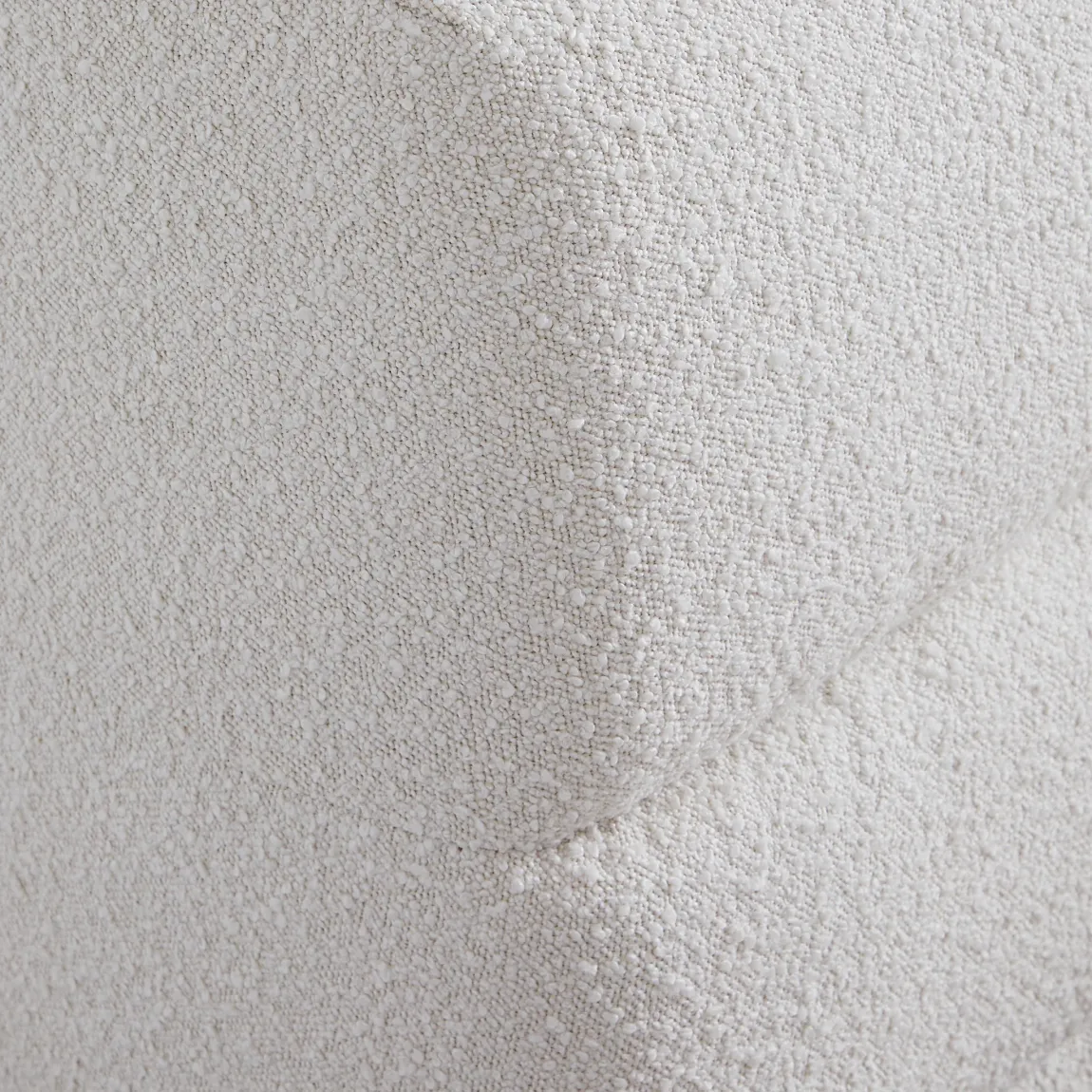 Cushy Boucle Fabric Bed – Contemporary Upholstered Platform Bed in Cream Bouclé with Padded Headboard - Image 4