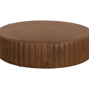 Alternative view of Divano Ottoman – Round Upholstered Ottoman in Cream Bouclé with Hidden Storage Function