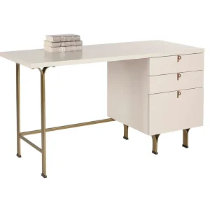 Celine Sleek Home Office Desk – Contemporary Workstation with Drawer Storage in Matte Cream
