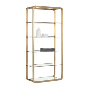 Ambretta Large Freestanding Bookcase – 5-Tier Open Shelving Unit in Walnut Finish for Living Room or Office