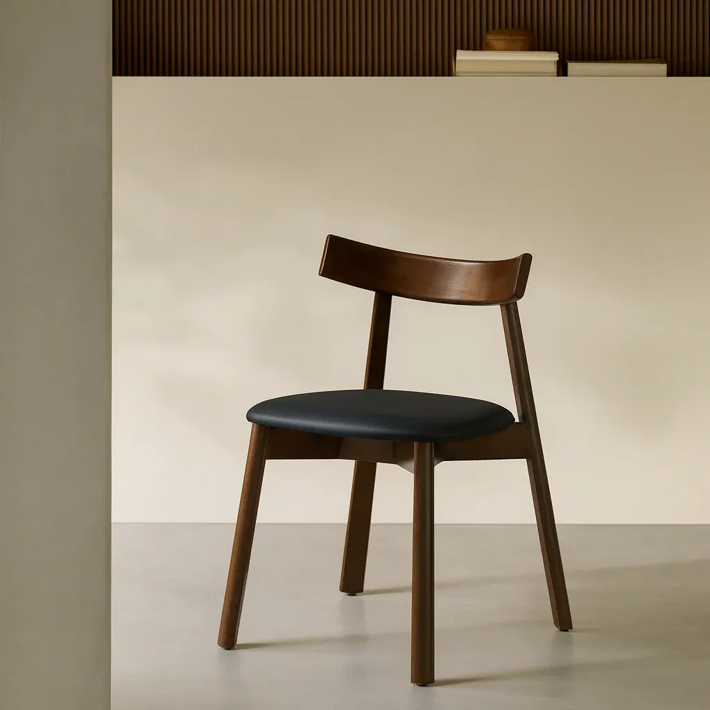 Ester Upholstered Dining Chair – Elegant Curved Backrest in with Oak Legs - Image 4